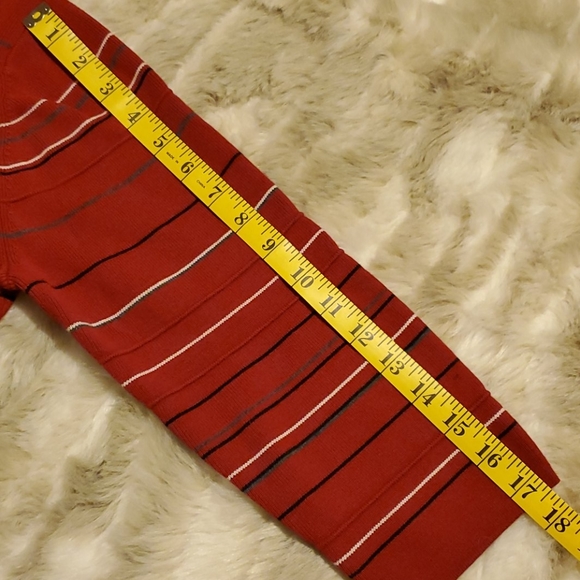 EUC Striped red 3/4 sleeve V neck sweater - Picture 5 of 5